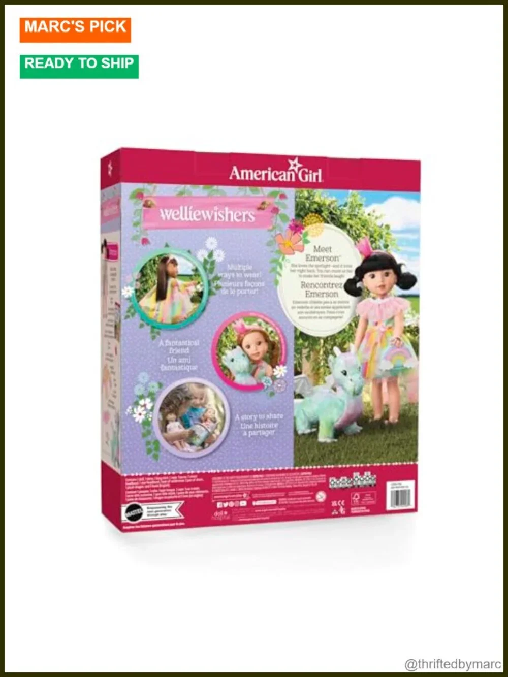 American Girl WellieWishers 14.5-Inch Emerson Doll with Dragon and Dress-Up Set